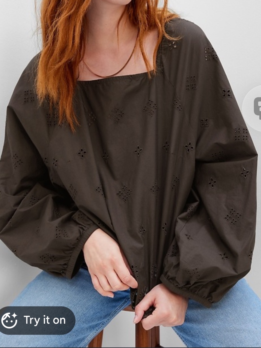 Gap Brown Cotton Eyelet Blouse NWT size XL
